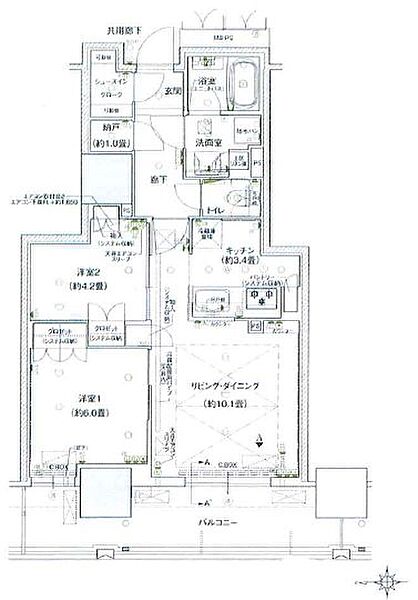 ローレルタワー堺筋本町 804｜大阪府大阪市中央区久太郎町2丁目(賃貸マンション2LDK・8階・58.26㎡)の写真 その2