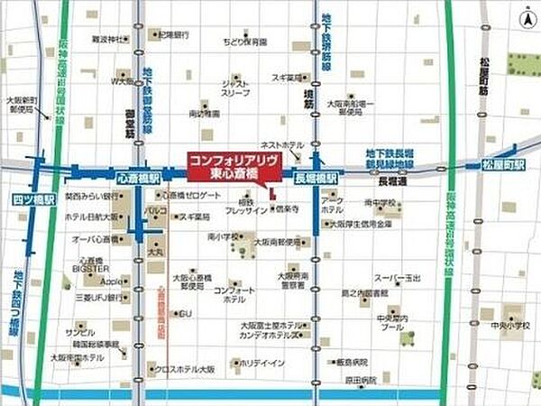 コンフォリア・リヴ心斎橋鰻谷Q 702｜大阪府大阪市中央区東心斎橋1丁目(賃貸マンション1LDK・7階・46.06㎡)の写真 その3