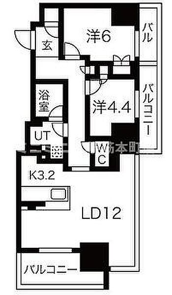 ローレルタワー御堂筋本町 207｜大阪府大阪市中央区瓦町4丁目(賃貸マンション2LDK・2階・61.82㎡)の写真 その2