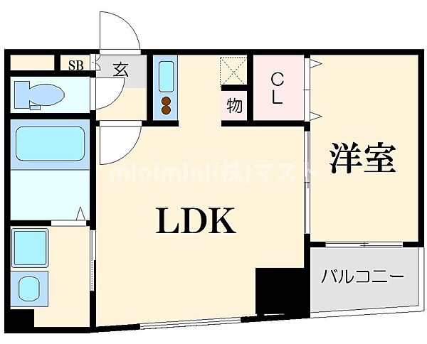 コスモ釣鐘町 203｜大阪府大阪市中央区釣鐘町2丁目(賃貸マンション1LDK・2階・36.35㎡)の写真 その2