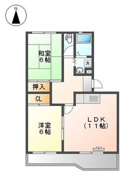 コーポ真宮 202｜愛知県岡崎市真宮町(賃貸マンション2LDK・2階・54.60㎡)の写真 その2