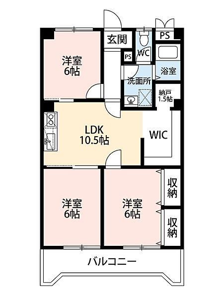 マンション西浦 203｜愛知県岡崎市洞町字西浦(賃貸マンション3SLDK・2階・62.37㎡)の写真 その2