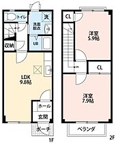 Ｂｒａｎｃｈｅ‘上地 3 ｜ 愛知県岡崎市上地2丁目16-3（賃貸タウンハウス2LDK・1階・59.62㎡） その2