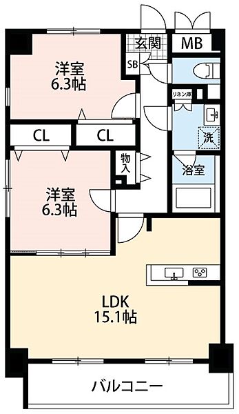 メゾンラディウス 205｜愛知県岡崎市板屋町(賃貸マンション2LDK・5階・65.00㎡)の写真 その2