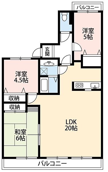 エスポアクレメント光ヶ丘壱番館 204｜愛知県岡崎市戸崎町字牛転(賃貸マンション3LDK・2階・79.90㎡)の写真 その2