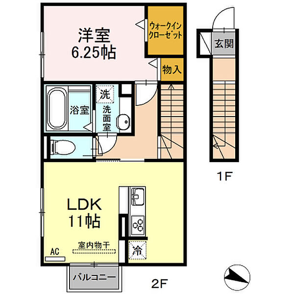 プレミアム井田 203｜愛知県岡崎市井田町字茨坪(賃貸アパート1LDK・2階・50.49㎡)の写真 その2