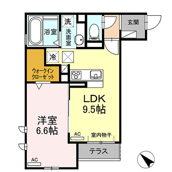 愛知県岡崎市井内町字下堤(賃貸アパート1LDK・1階・41.49㎡)の写真 その2