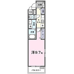 スマイル72 3階1Kの間取り