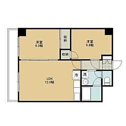 アルバアシャリア奥本ビル 2LDKの間取図画像