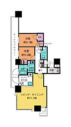 ブランズタワー梅田ノース 2LDKの間取図画像