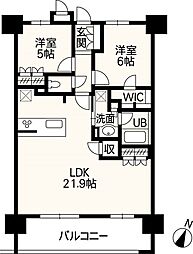 サンパーク長嶺南グラッセ 2LDKの間取図画像