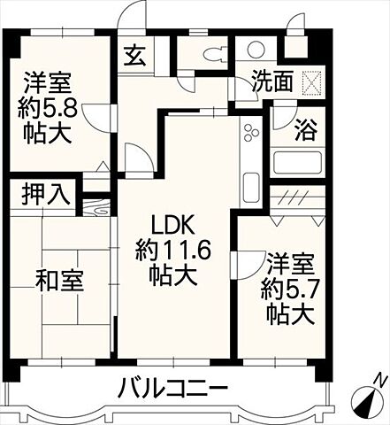 間取り ライオンズマンション健軍 4階/-