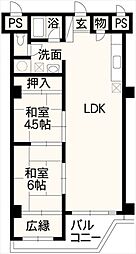 グリーンコーポ三牧 2LDKの間取図画像