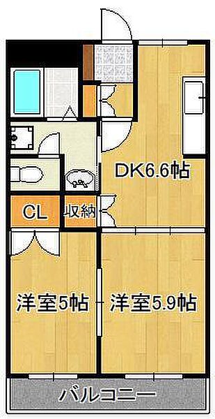 プロニティＢ ｜福岡県北九州市小倉南区東貫1丁目(賃貸アパート2DK・1階・41.00㎡)の写真 その2