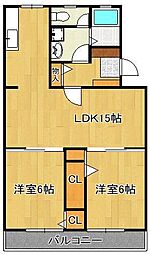 グリーンマンション 2LDKの間取図画像