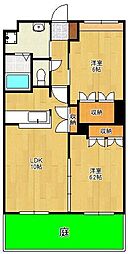 グラシアス 1階2LDKの間取り