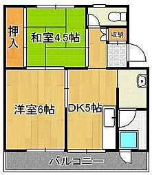 ビレッジハウス小倉南1 2DKの間取図画像