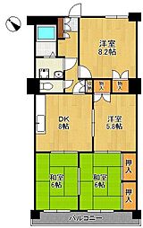 イマージュ安部山公園 3LDKの間取図画像