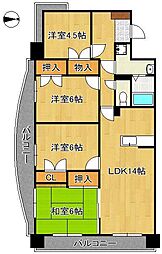 サンライフ小倉南 4LDKの間取図画像