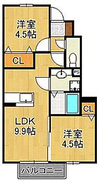 ソレイユヴィラージュM 2LDKの間取図画像