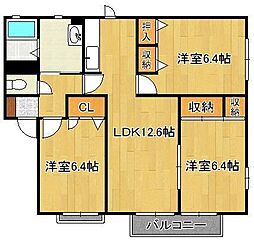 パルティール2000B 3LDKの間取図画像
