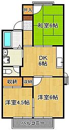 グランディール行橋C 3DKの間取図画像