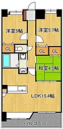 ソレアード苅田 3LDKの間取図画像