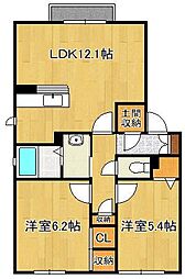 カサロサ 2LDKの間取図画像