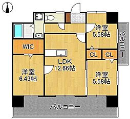 ザスクエアグローリーレジデンス 3LDKの間取図画像