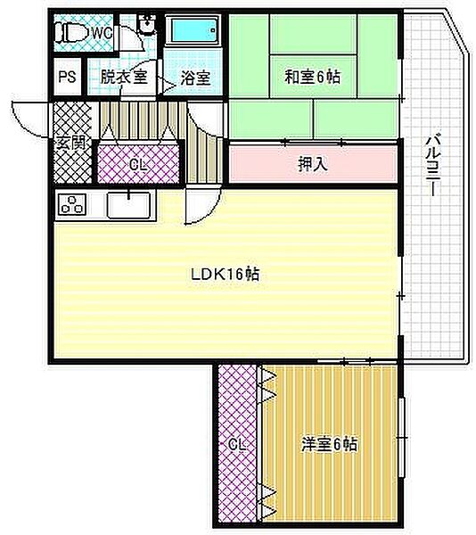 大阪府藤井寺市沢田1丁目(賃貸マンション2LDK・5階・66.50㎡)の写真 その2