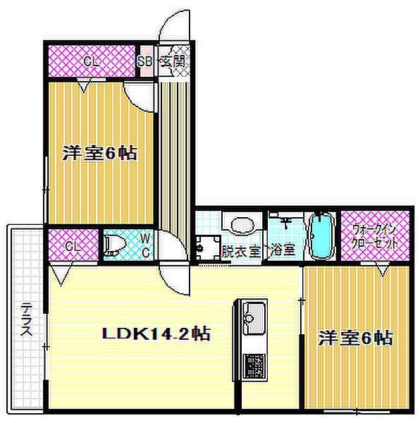 ドエルエミネンス輝 ｜大阪府藤井寺市古室2丁目(賃貸アパート2LDK・2階・67.00㎡)の写真 その2