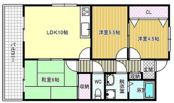 サウスビレッジ ｜大阪府羽曳野市誉田1丁目(賃貸マンション3LDK・3階・58.00㎡)の写真 その2