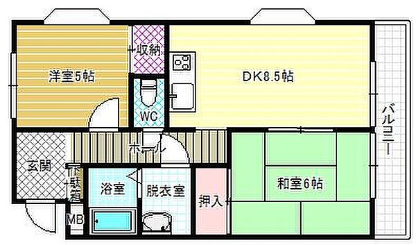 新栄プロパティー島泉 ｜大阪府羽曳野市島泉2丁目(賃貸マンション2DK・3階・35.60㎡)の写真 その2