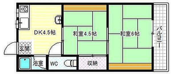 ローズマンション ｜大阪府藤井寺市藤井寺4丁目(賃貸アパート2DK・1階・30.00㎡)の写真 その2