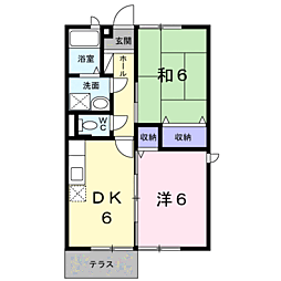 パークサイド下芹 2DKの間取図画像
