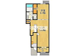 プランドールみいけ 1階1LDKの間取り