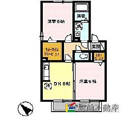 グランモア宮野 2DKの間取図画像
