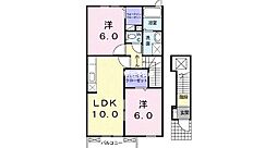 キャトルセゾン 2LDKの間取図画像