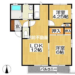 フェリース成和 2LDKの間取図画像