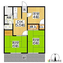 パナハイツタナカ 3DKの間取図画像