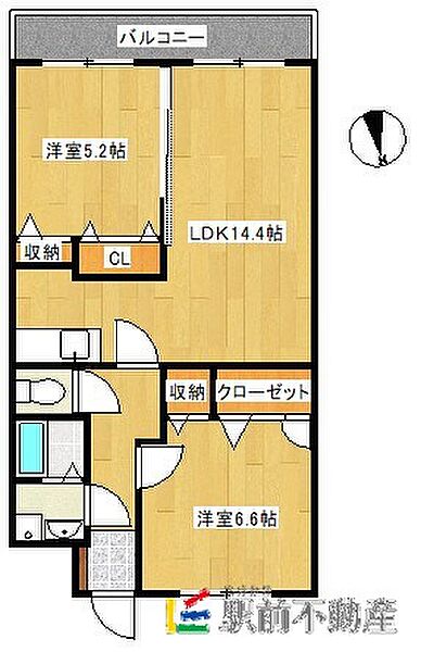 ベスタ大牟田 409｜福岡県大牟田市長田町(賃貸マンション2LDK・4階・61.62㎡)の写真 その2