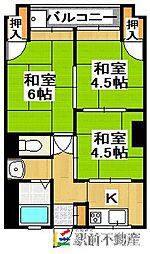 第3ひかりコーポ 3Kの間取図画像