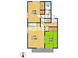 K・ファミーユA 2LDKの間取図画像