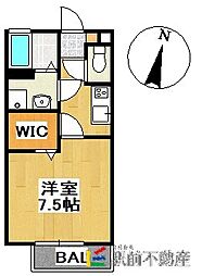セジュールソシア 1Kの間取図画像