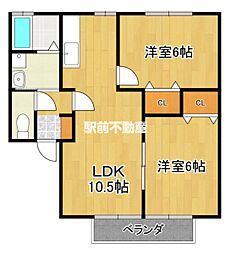 トレゾルソレーユ 2LDKの間取図画像