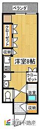 プリンセスヴァレー ワンルームの間取図画像