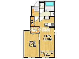 ボンズアミュウ 1LDKの間取図画像