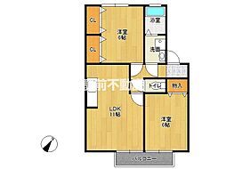 ディアコート 2LDKの間取図画像