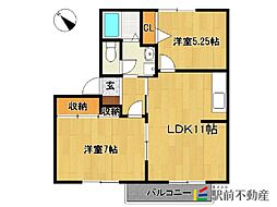 ライフ・フォレスト 2LDKの間取図画像