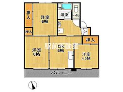 ビレッジハウス小浜3号棟 3DKの間取図画像
